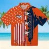 Denver Broncos Hawaiian Shirt - Personalized Baseball Floral Stitched Flag Orange Aloha Shirt