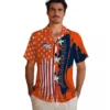 Denver Broncos Hawaiian Shirt - Personalized Baseball Floral Stitched Flag Orange Aloha Shirt
