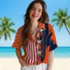 Denver Broncos Hawaiian Shirt - Personalized Baseball Floral Stitched Flag Orange Aloha Shirt