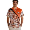 Denver Broncos Hawaiian Shirt - Personalized Baseball Floral Sunset Palms Orange White Aloha Shirt