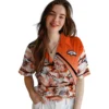 Denver Broncos Hawaiian Shirt - Personalized Baseball Floral Sunset Palms Orange White Aloha Shirt