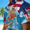 Denver Broncos Hawaiian Shirt - Personalized Baseball Floral Surfing Santa Blue Aloha Shirt