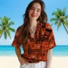 Denver Broncos Hawaiian Shirt - Tropical Patchwork Orange Black Aloha Shirt