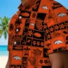Denver Broncos Hawaiian Shirt - Tropical Patchwork Orange Black Aloha Shirt