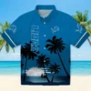 Detroit Lions Hawaiian Shirt - Beach Sunset Blue Black Aloha Shirt