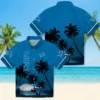 Detroit Lions Hawaiian Shirt - Beach Sunset Blue Black Aloha Shirt