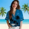 Detroit Lions Hawaiian Shirt - Beach Sunset Blue Black Aloha Shirt