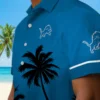Detroit Lions Hawaiian Shirt - Beach Sunset Blue Black Aloha Shirt