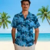 Detroit Lions Hawaiian Shirt - Coastal Palms Blue Aloha Shirt