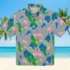 Detroit Lions Hawaiian Shirt - Flamingo Foliage Blue Green Aloha Shirt