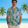 Detroit Lions Hawaiian Shirt - Flamingo Foliage Blue Green Aloha Shirt