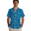 Detroit Lions Hawaiian Shirt - Framed Floral Blue Aloha Shirt