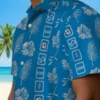 Detroit Lions Hawaiian Shirt - Framed Floral Blue Aloha Shirt