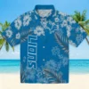 Detroit Lions Hawaiian Shirt - Hibiscus Print Blue Aloha Shirt