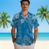Detroit Lions Hawaiian Shirt - Hibiscus Print Blue Aloha Shirt