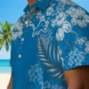 Detroit Lions Hawaiian Shirt - Hibiscus Print Blue Aloha Shirt