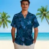 Detroit Lions Hawaiian Shirt - Jungle Vibes Blue Aloha Shirt