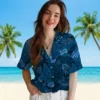 Detroit Lions Hawaiian Shirt - Jungle Vibes Blue Aloha Shirt