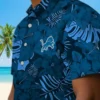 Detroit Lions Hawaiian Shirt - Jungle Vibes Blue Aloha Shirt