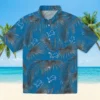Detroit Lions Hawaiian Shirt - Leafy Palms Blue Aloha Shirt