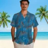 Detroit Lions Hawaiian Shirt - Leafy Palms Blue Aloha Shirt