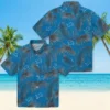 Detroit Lions Hawaiian Shirt - Leafy Palms Blue Aloha Shirt