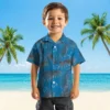 Detroit Lions Hawaiian Shirt - Leafy Palms Blue Aloha Shirt