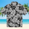 Detroit Lions Hawaiian Shirt - Monstera Leaf Pattern Black Aloha Shirt