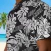 Detroit Lions Hawaiian Shirt - Monstera Leaf Pattern Black Aloha Shirt