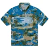 Detroit Lions Hawaiian Shirt - Palm Horizon Blue Aloha Shirt
