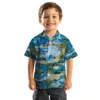 Detroit Lions Hawaiian Shirt - Palm Horizon Blue Aloha Shirt
