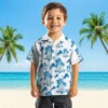Detroit Lions Hawaiian Shirt - Palm Island Print Blue White Aloha Shirt