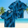 Detroit Lions Hawaiian Shirt - Palm Leaf Blue Aloha Shirt