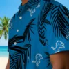 Detroit Lions Hawaiian Shirt - Palm Leaf Blue Aloha Shirt