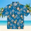 Detroit Lions Hawaiian Shirt - Palm Tree Flower Blue Aloha Shirt