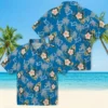 Detroit Lions Hawaiian Shirt - Palm Tree Flower Blue Aloha Shirt