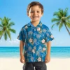 Detroit Lions Hawaiian Shirt - Palm Tree Flower Blue Aloha Shirt