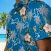 Detroit Lions Hawaiian Shirt - Palm Tree Flower Blue Aloha Shirt
