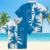 Detroit Lions Hawaiian Shirt - Palm Trees Blue White Aloha Shirt