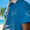 Detroit Lions Hawaiian Shirt - Palm Trees Blue White Aloha Shirt