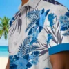 Detroit Lions Hawaiian Shirt - Patriotic Hibiscus Design Blue White Aloha Shirt