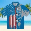 Detroit Lions Hawaiian Shirt - Stitched Flag Blue Aloha Shirt