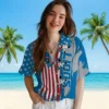 Detroit Lions Hawaiian Shirt - Stitched Flag Blue Aloha Shirt