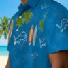 Detroit Lions Hawaiian Shirt - Surfboard Palm Blue Aloha Shirt