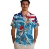 Detroit Lions Hawaiian Shirt - Surfing Santa Blue Aloha Shirt