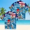 Detroit Lions Hawaiian Shirt - Surfing Santa Blue Aloha Shirt