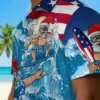 Detroit Lions Hawaiian Shirt - Surfing Santa Blue Aloha Shirt