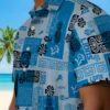 Detroit Lions Hawaiian Shirt - Tribal Symbols Blue Aloha Shirt