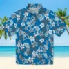 Detroit Lions Hawaiian Shirt - Tropical Floral Blue Aloha Shirt