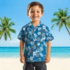Detroit Lions Hawaiian Shirt - Tropical Floral Blue Aloha Shirt